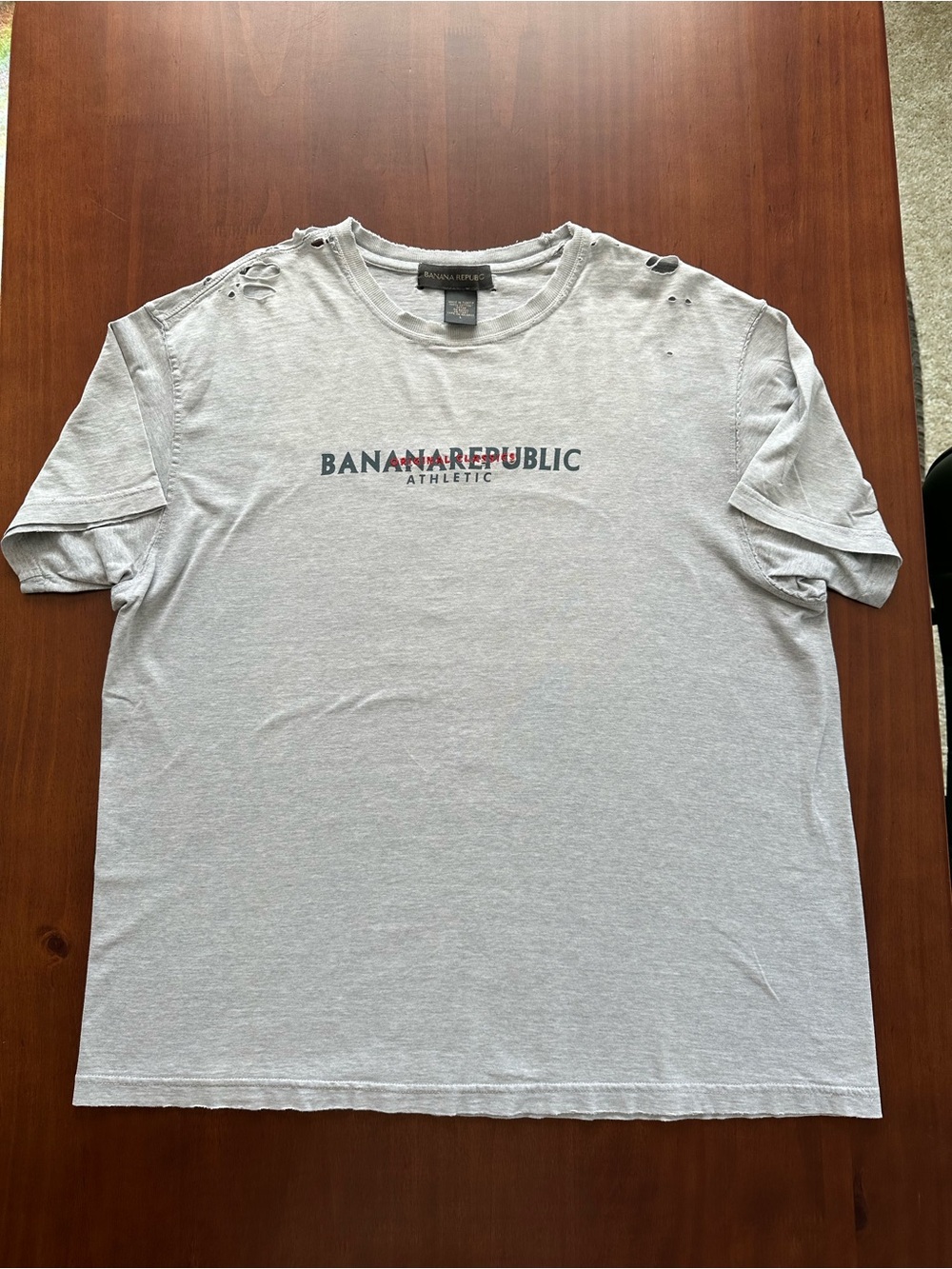 Vintage Banana Republic Light Gray Athletic Logo Short Sleeve Tee